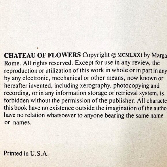 "Chateau Of Flowers" Vintage HC Harlequiin Romance Novel (1971) - Margaret Rome - Picture 6 of 6